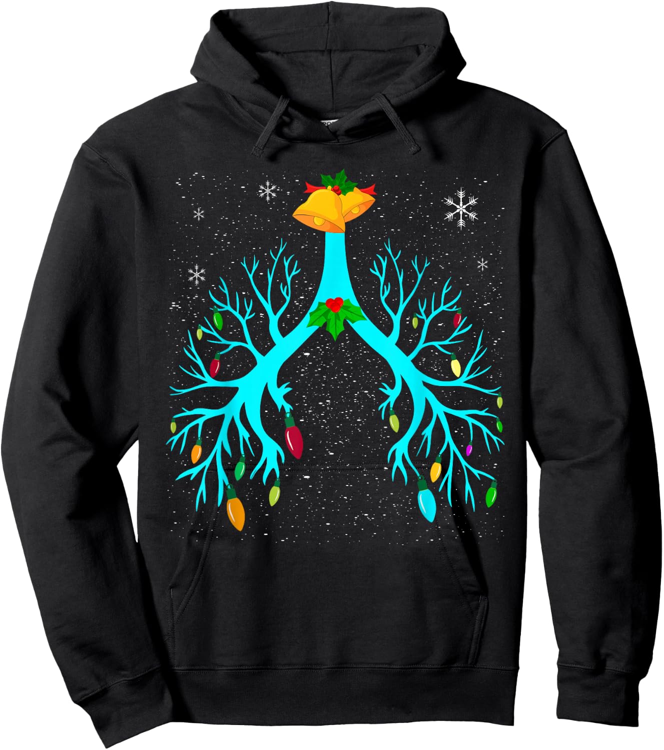 Respiratory Therapy Lung Christmas Xmas Light Ornament Hoodie - Hoodie | Black