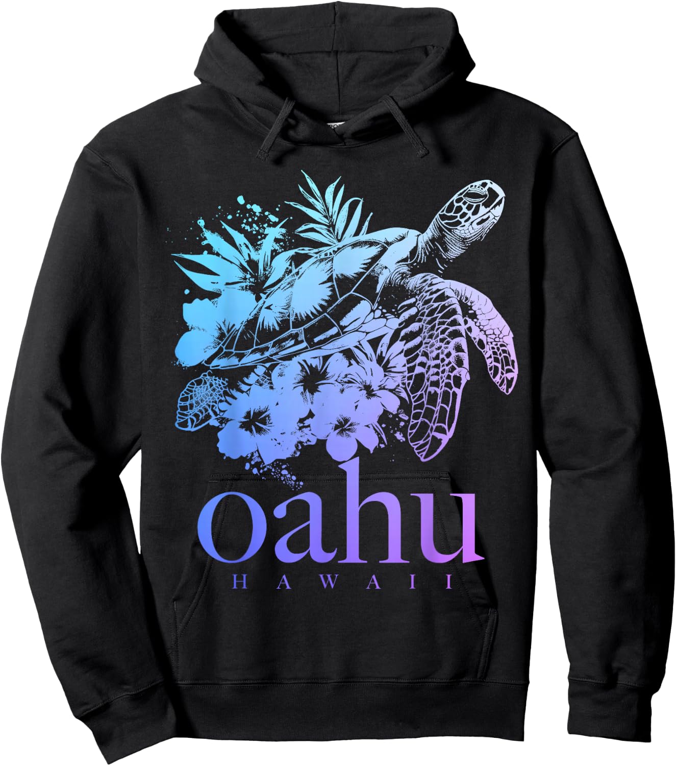 Oahu Hawaii Sea Turtle Hawaiian Surfer Souvenir Hoodie - Hoodie | Black