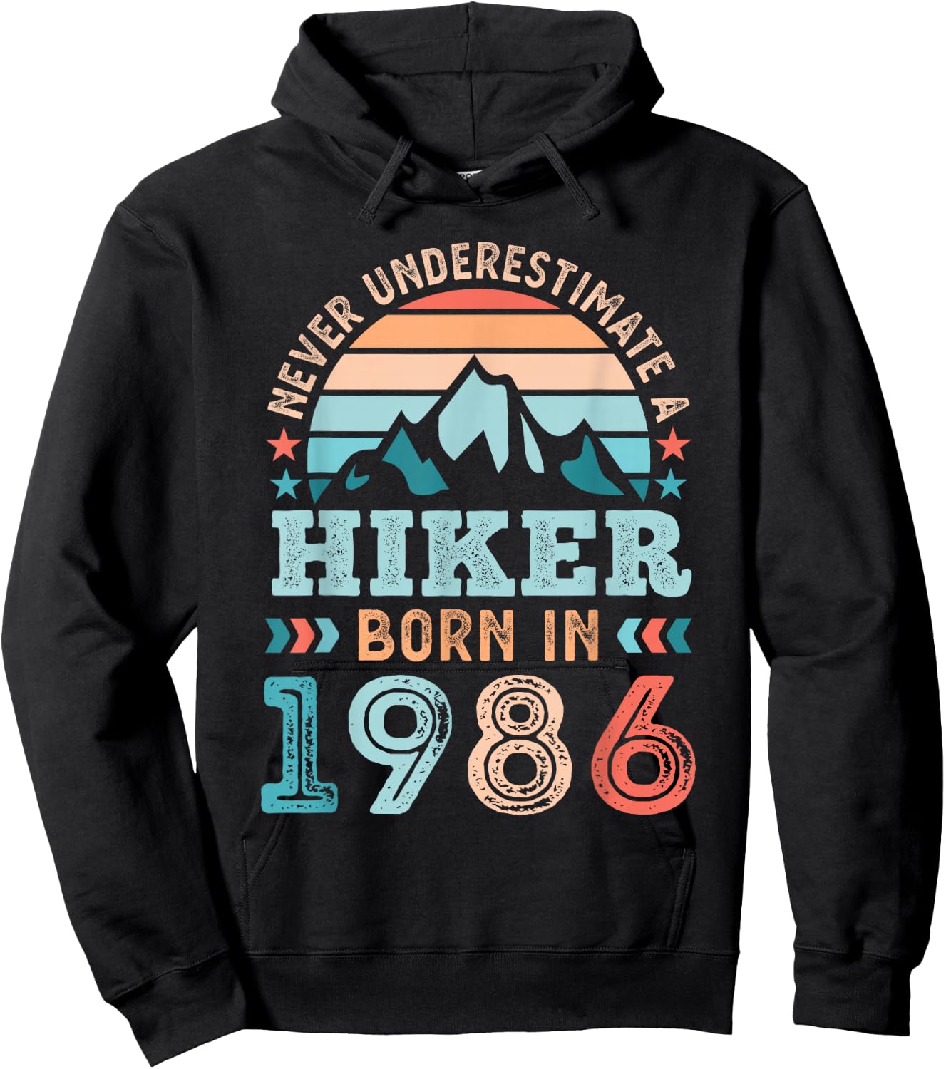 Hiker born in 1986 40th Birthday Hiking Hike Gifts Hoodie - Hoodie | Black