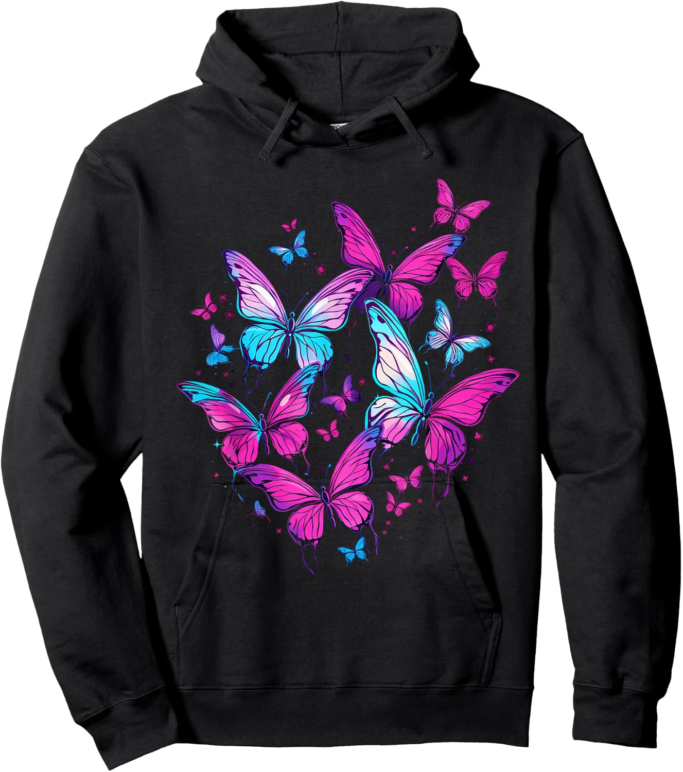 Butterfly Aesthetic Pink and Lila Butterflies Nature Hoodie - Hoodie | Black