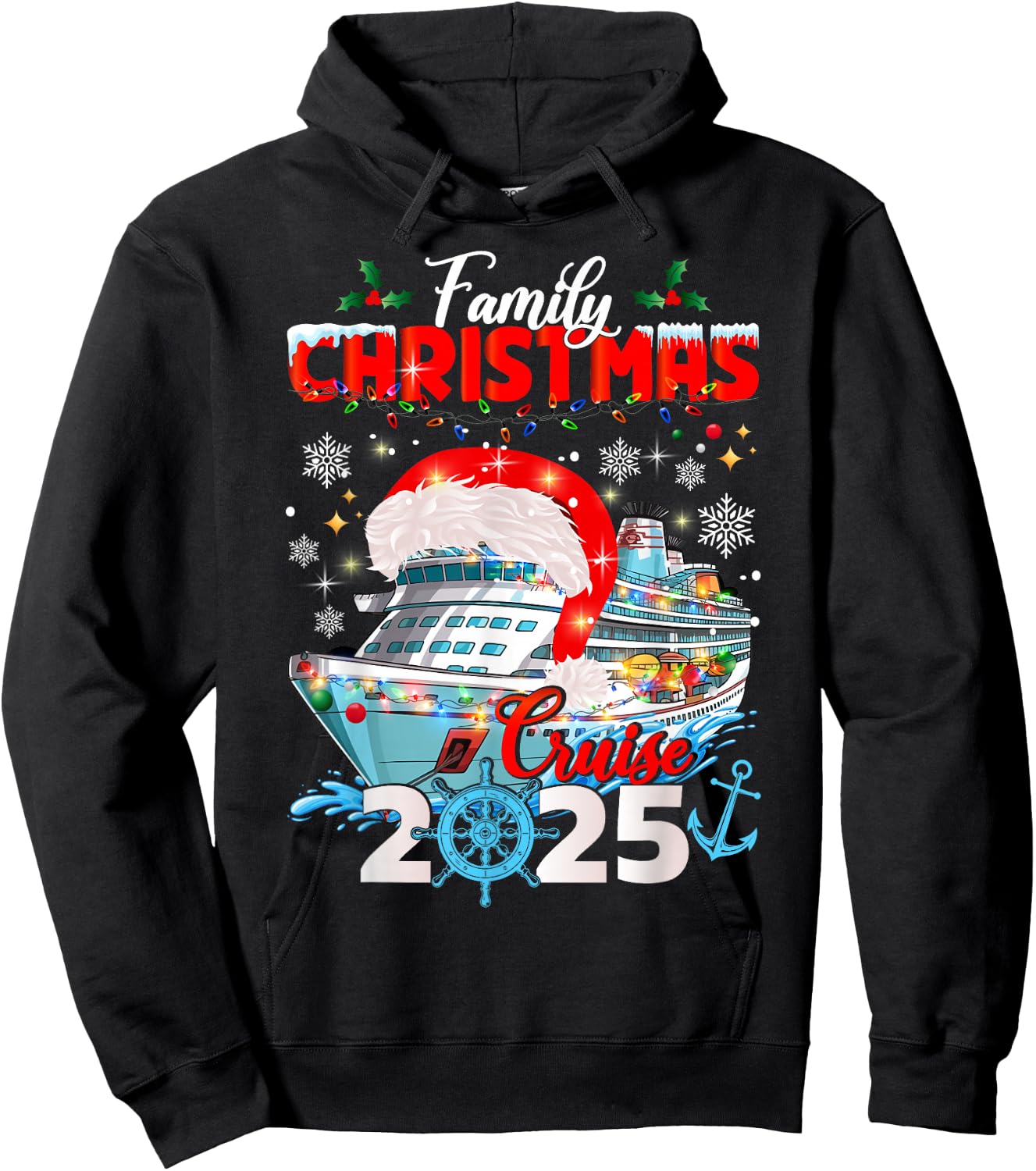 Family Christmas Cruise 2025 Winter Cruising Matching Hoodie - Hoodie | Black