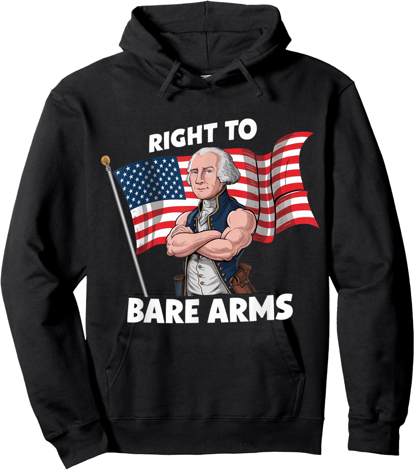 Right To Bare Arms - 4th of July Funny Gym Workout Hoodie - Hoodie | Black