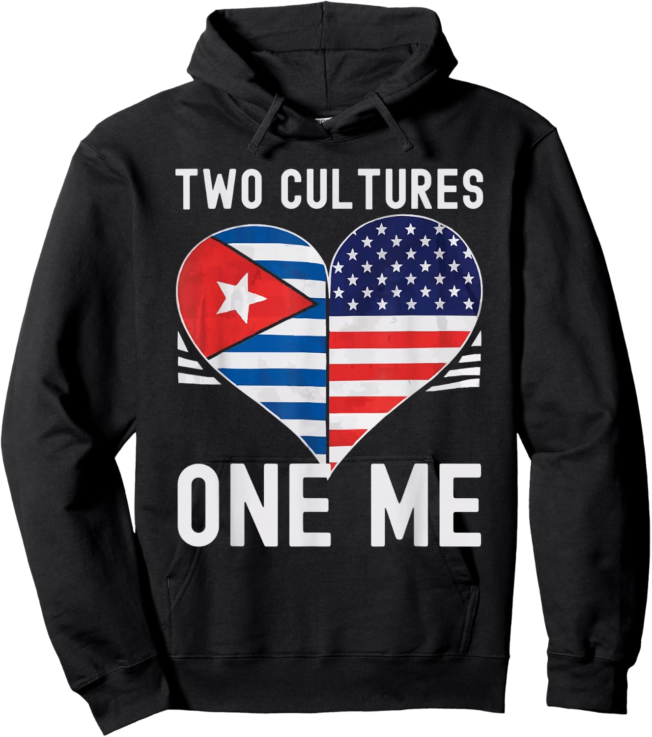 Half Cuban Half American USA Flag Cuba America Hoodie - Hoodie | Black