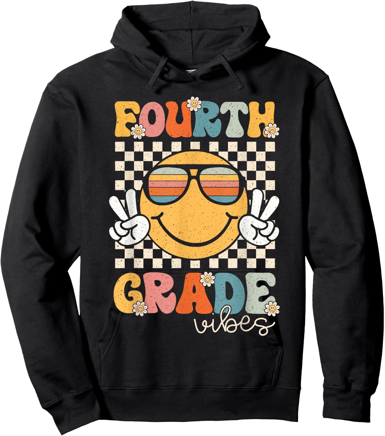 Fourth Grade Vibes Smile First Day of School 4th Grade Team Hoodie - Hoodie | Black