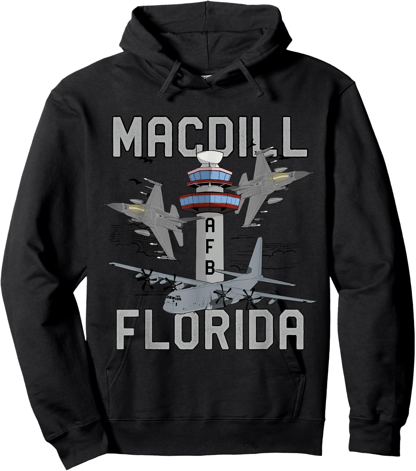 MacDill AFB Florida Air Force Base Fighter Jets Vintage Hoodie - Hoodie | Black