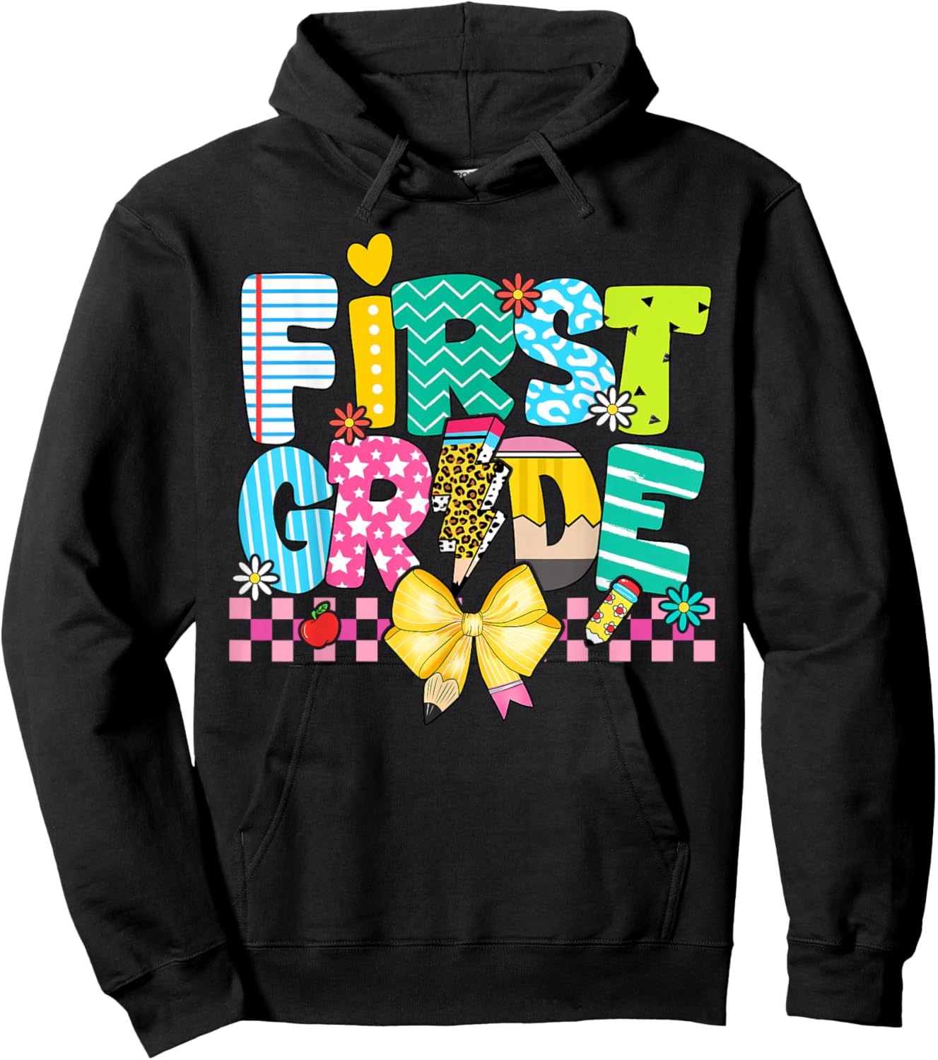 Cute First Grade Teacher 1st Grade Boys Girls Back to School Hoodie - Hoodie | Black