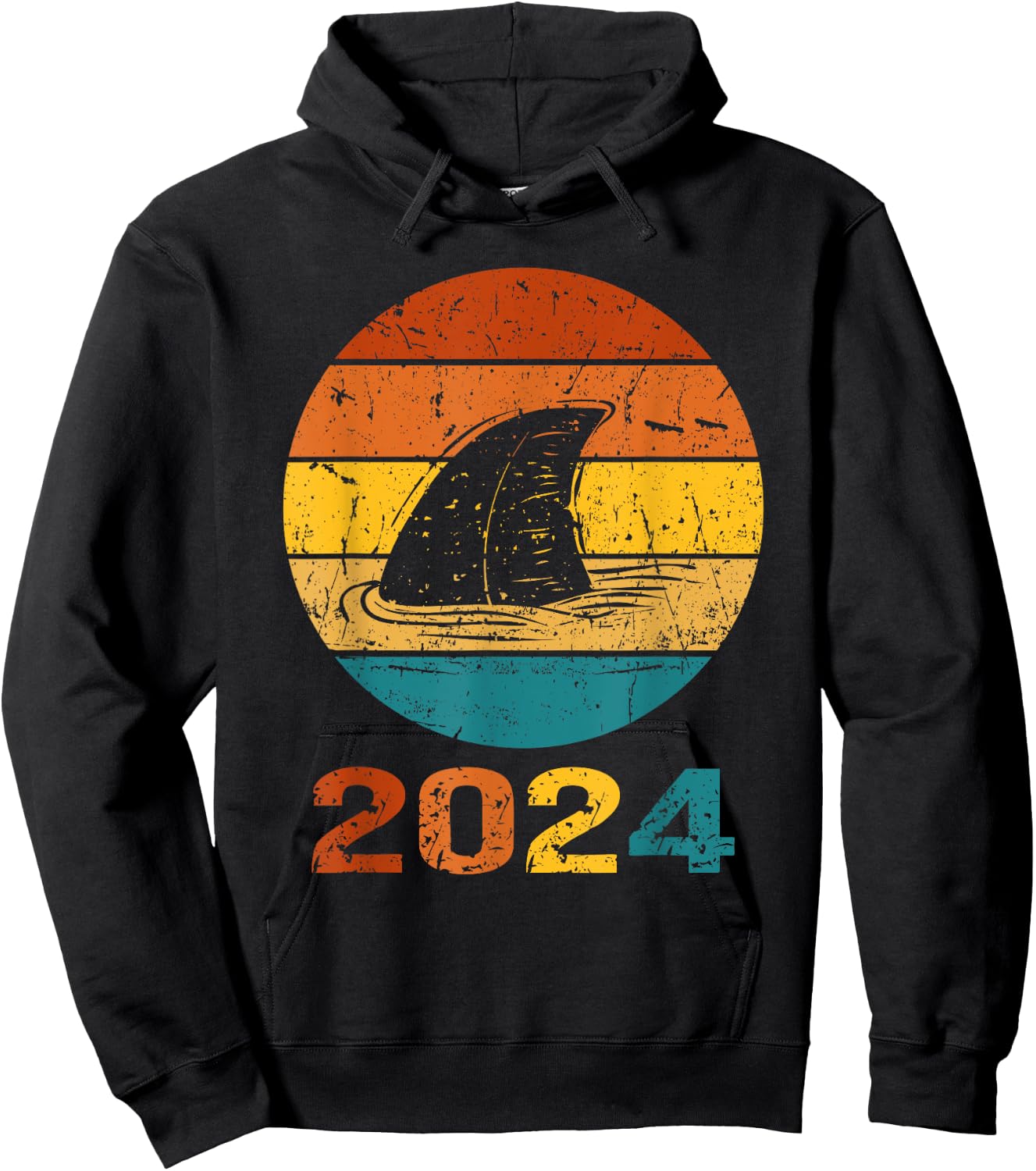 2024 Shark Fin Lover Week Animal Sea Ocean Matching Summer Hoodie - Hoodie | Black