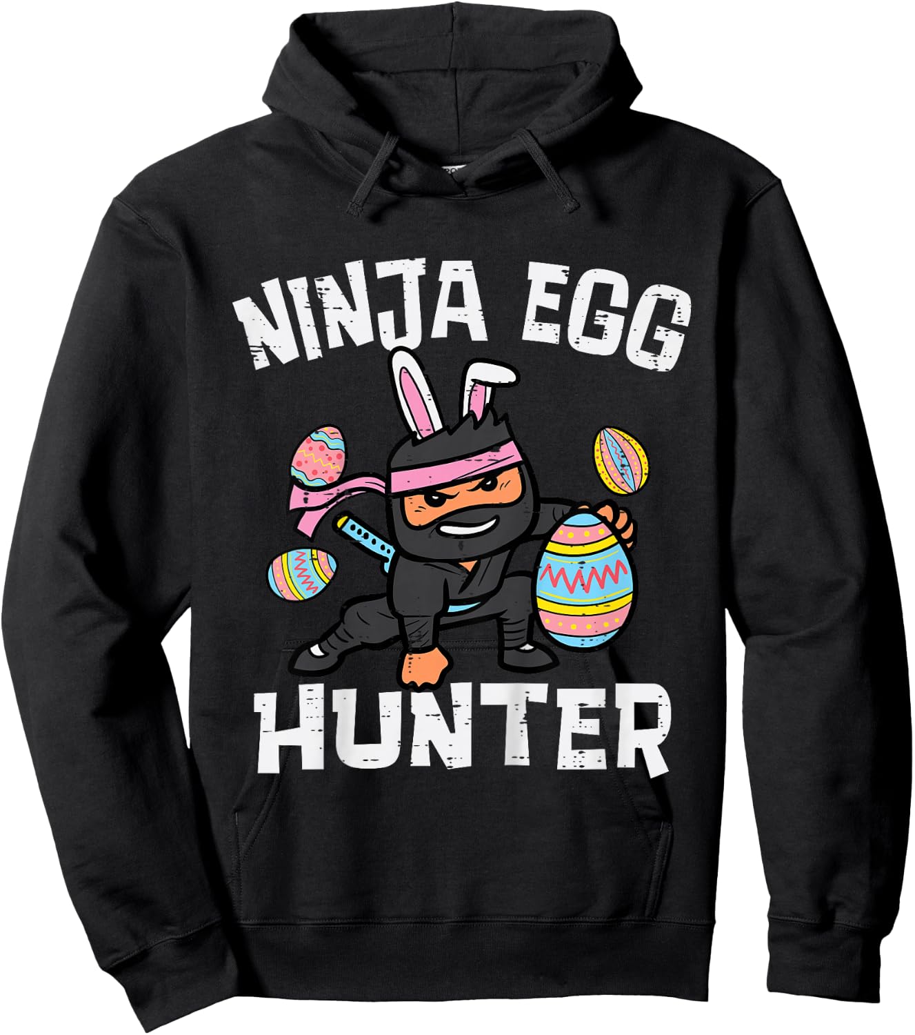 Kids Easter Ninja Bunny Egg Hunter Funny Boys Kids Toddler Youth Hoodie - Hoodie | Black