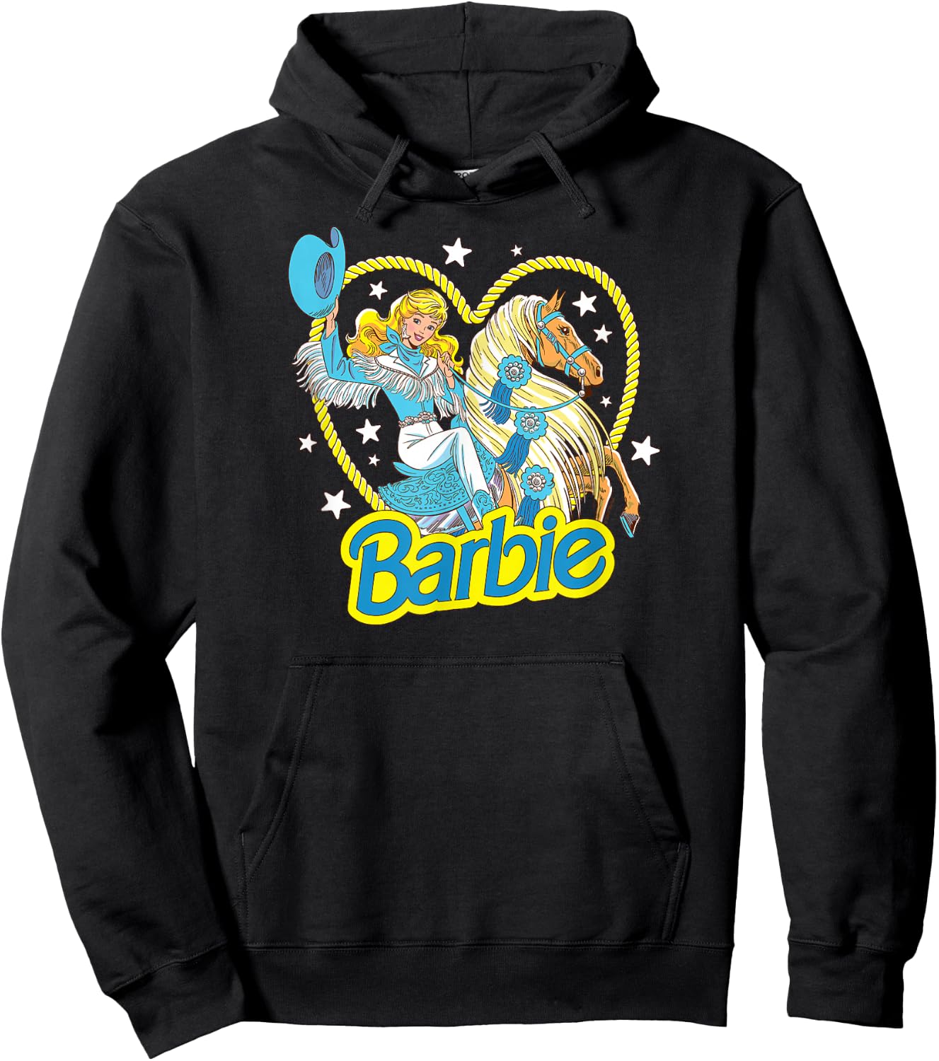 Barbie - Retro Western Cowgirl With Horse And Heart Hoodie - Hoodie | Black