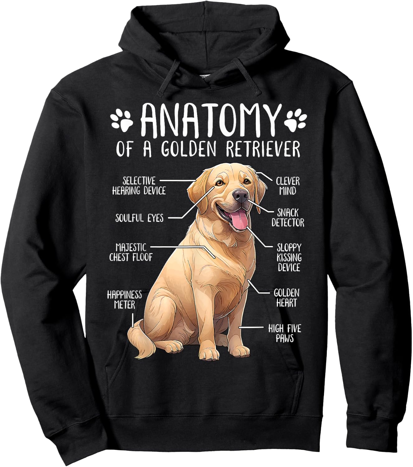 Funny Golden Retriever Anatomy Dog Lover Owner Women Girls Kids Hoodie - Hoodie | Black