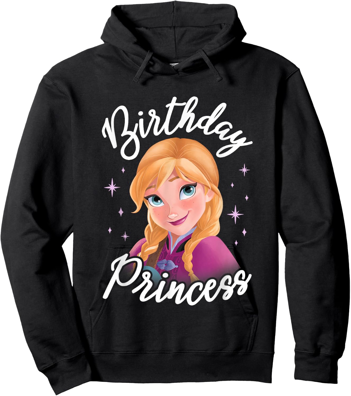 Disney Frozen Birthday Princess Cute Anna Big Chest Portrait Hoodie - Hoodie | Black