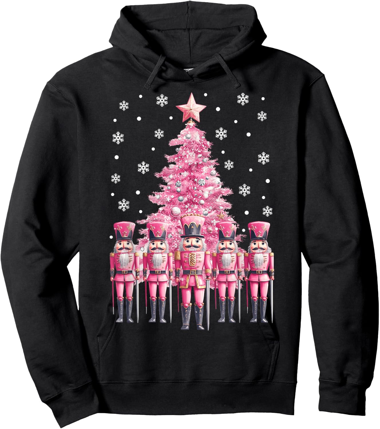 Pink Christmas Nutcracker Christmas Tree Christmas 2024 Hoodie - Hoodie | Black