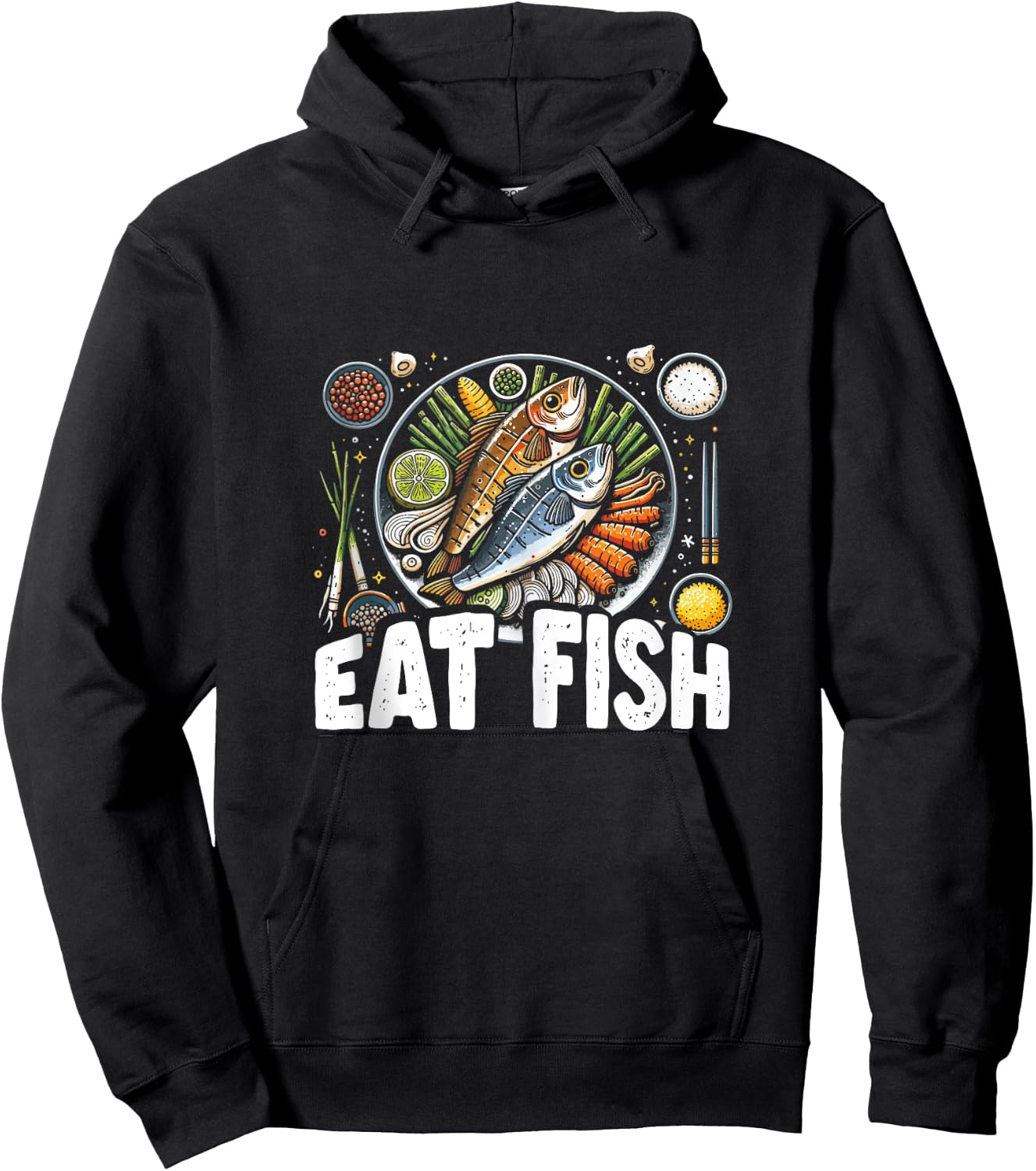 Funny Pescatarian Fishing Fisherman Gift - Eat Fish Hoodie - Hoodie | Black