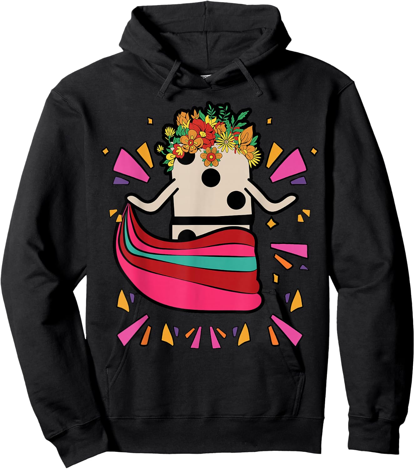 Dancing Mexican Train Domino Tile Flowers Funny Hoodie - Hoodie | Black