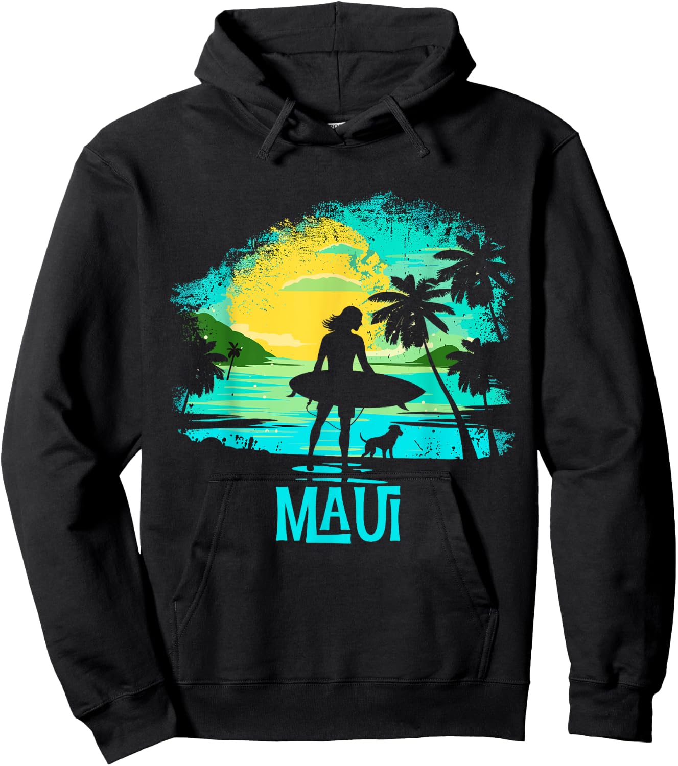 Maui Hawaii Surf Beach Surfing Hawaiian Hoodie - Hoodie | Black