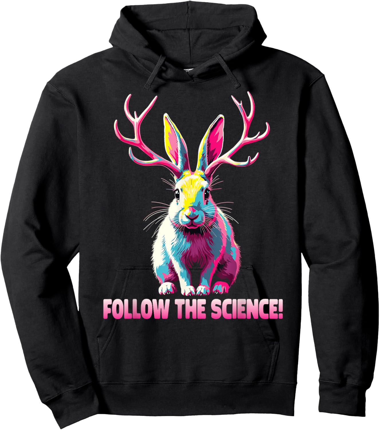 Jackalope Funny Cryptid Mythical Rabbit Hoodie - Hoodie | Black