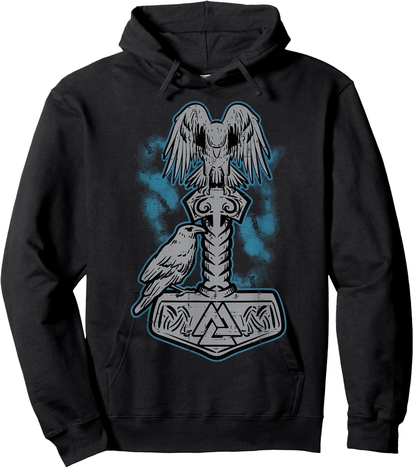 Viking Mjolnir Ravens Huggin Norse Mythology Men Women Kids Hoodie - Hoodie | Black