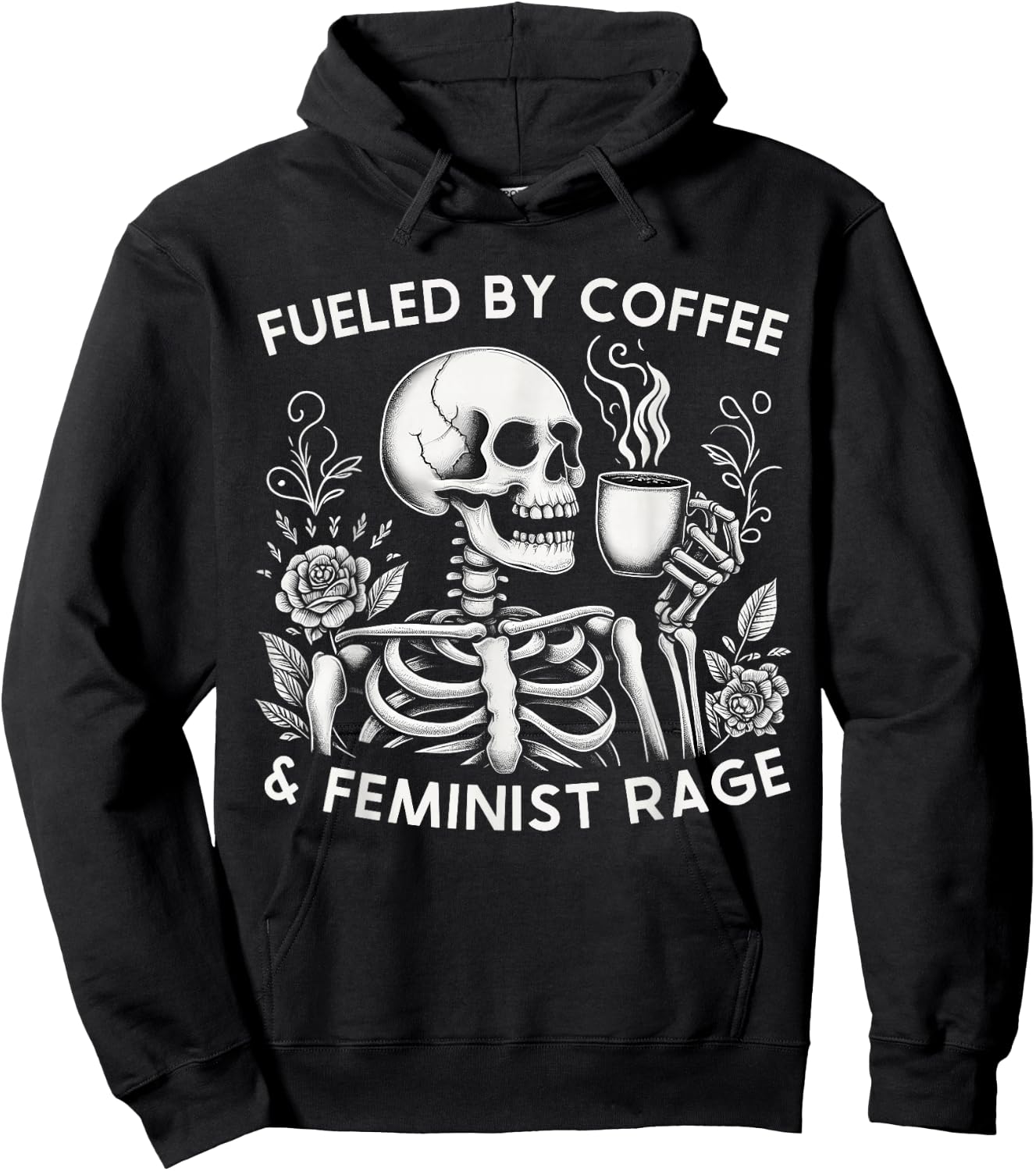 Fueled By Coffee & Feminist Rage Feminism Coffee Lovers Hoodie - Hoodie | Black
