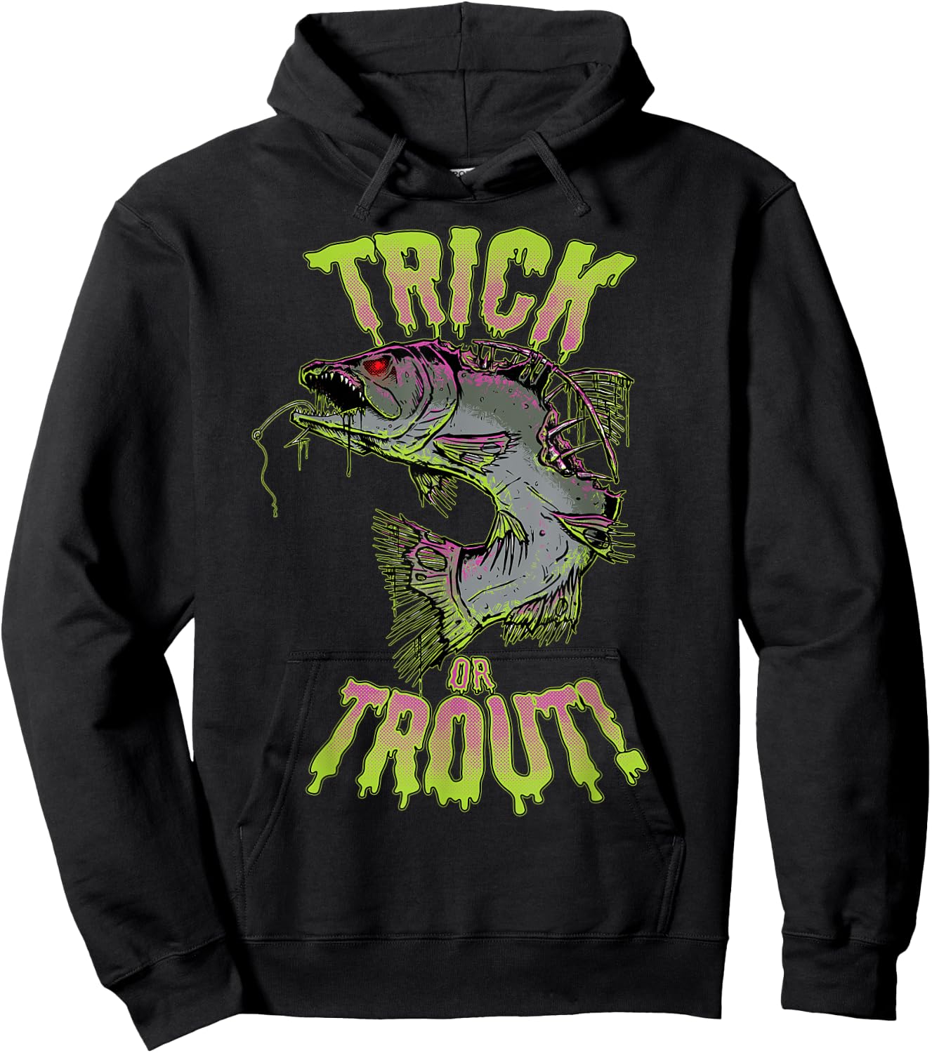 Funny Halloween Trout Fishing & Angling Trick or Trout Hoodie - Hoodie | Black