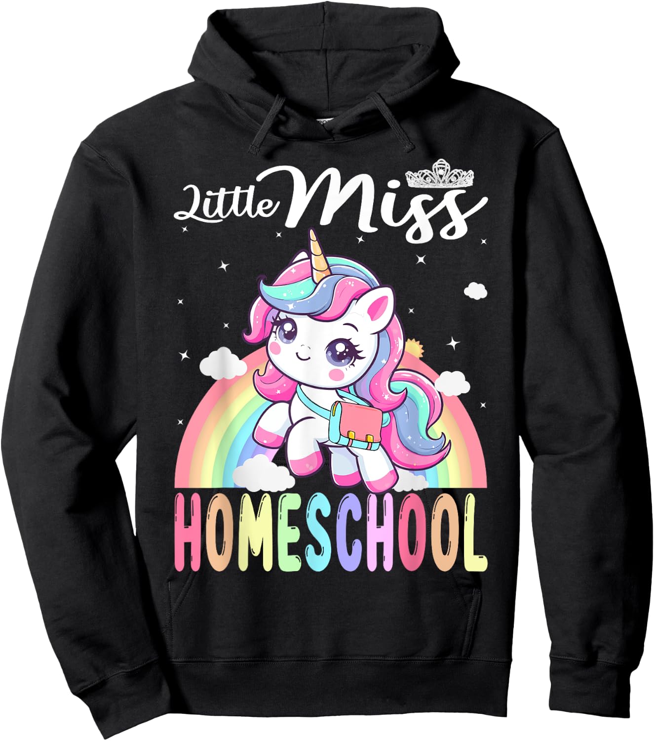 Little Miss Homeschool Back To School Girls Homeschool Hoodie - Hoodie | Black