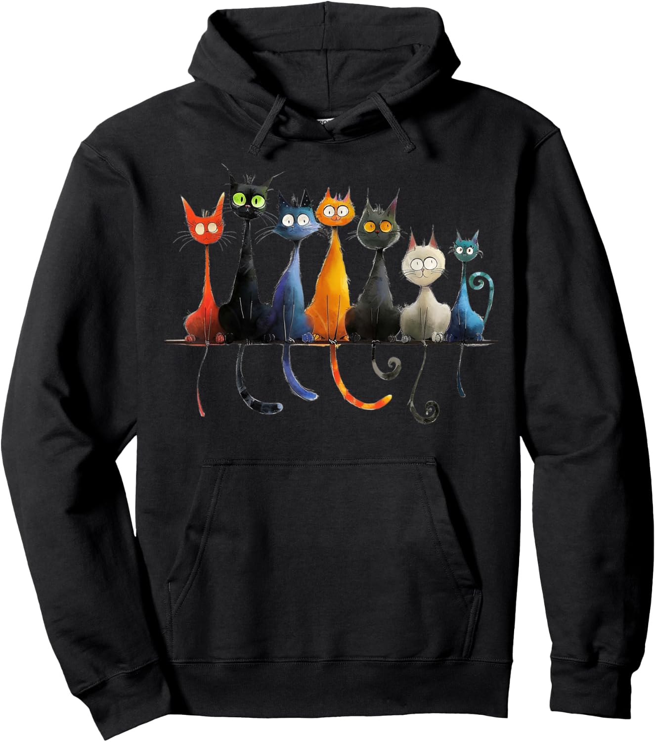 Whimsical Mid-Century Modern Look Cats 50& 60s Style Hoodie - Hoodie | Black