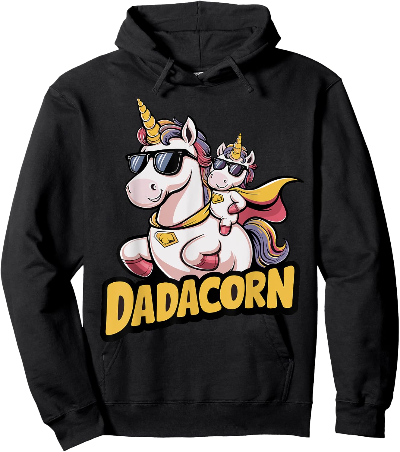 Dadacorn Unicorn Dad and Kid - Best Father's Day Funny Hoodie - Hoodie | Black