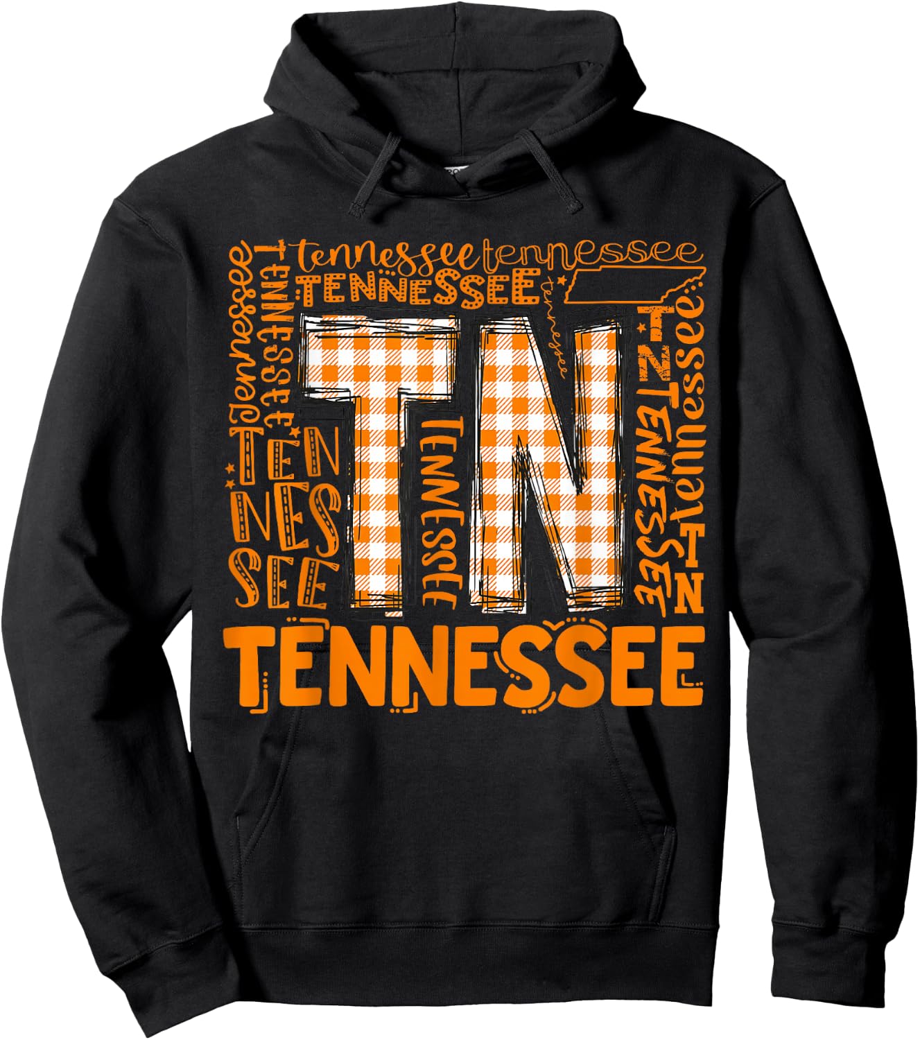 Tennessee State Flag Orange Plaid TN Hoodie - Hoodie | Black