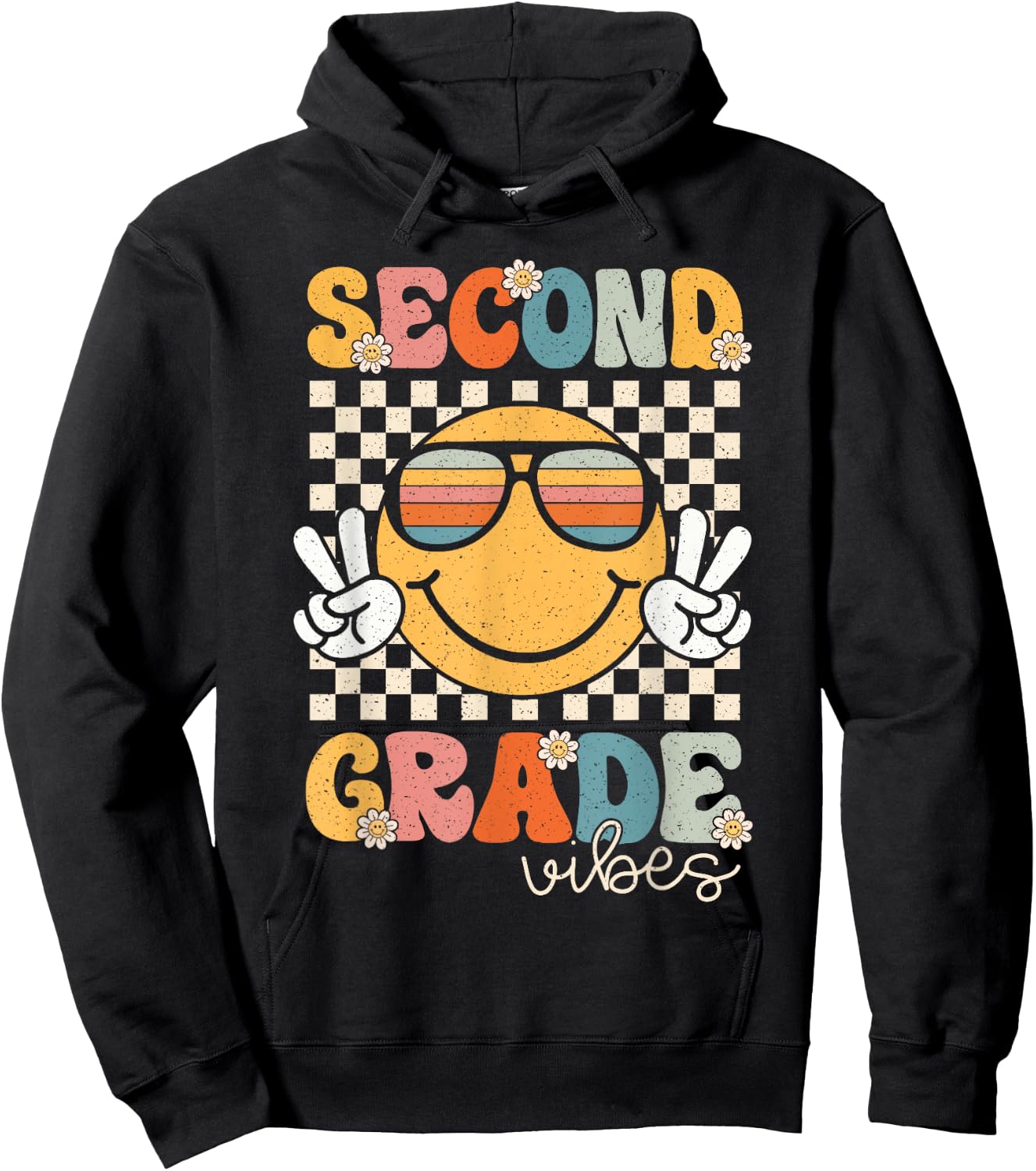 Second Grade Vibes Smile First Day of School 2nd Grade Team Hoodie - Hoodie | Black