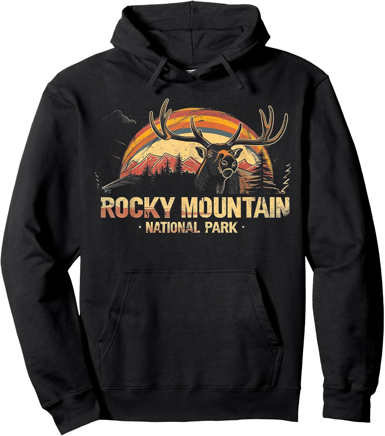 Rocky Mountain US National Park Vintage Men Women Kids Retro Hoodie - Hoodie | Black