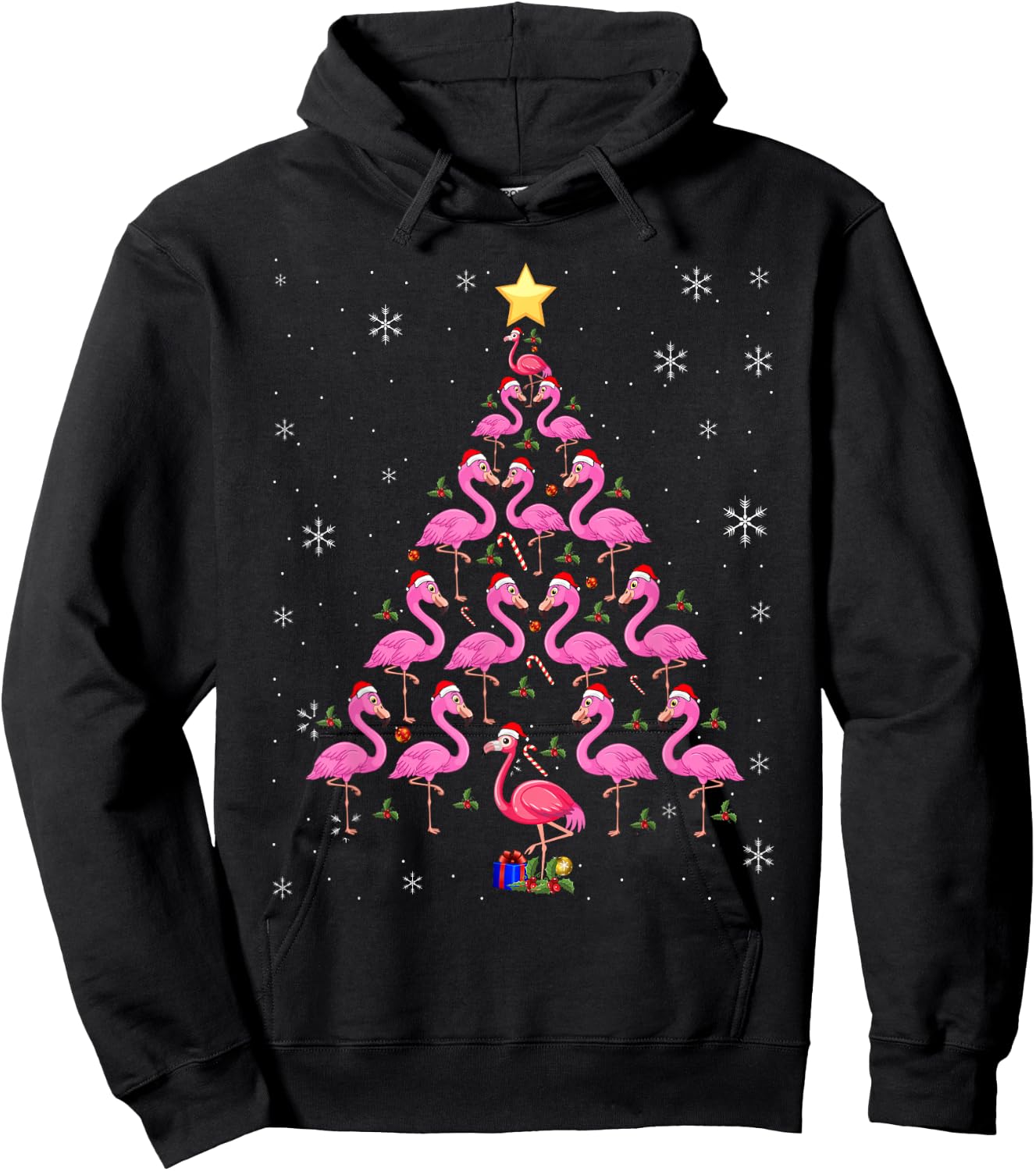 Christmas Tree Flamingo Surprise for Flamingo Lovers Hoodie - Hoodie | Black