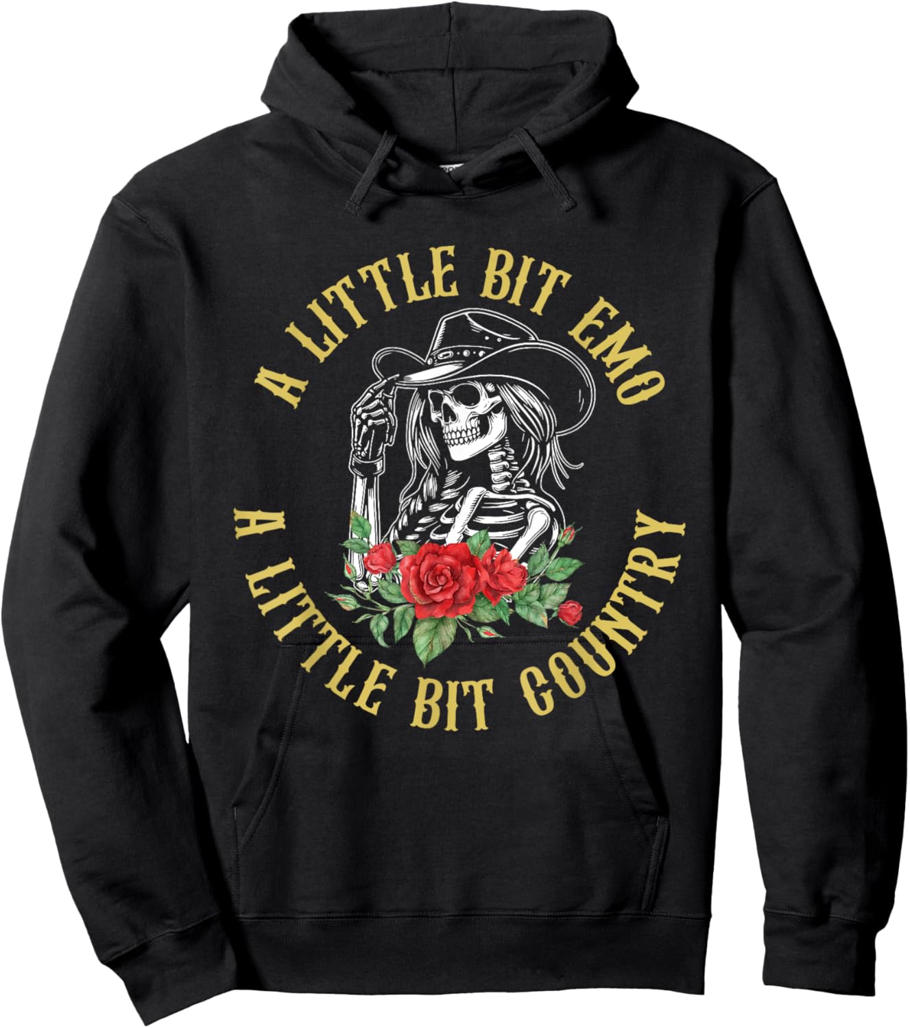 Little Bit Emo Little Bit Country Cowgirl Vintage Design Hoodie - Hoodie | Black