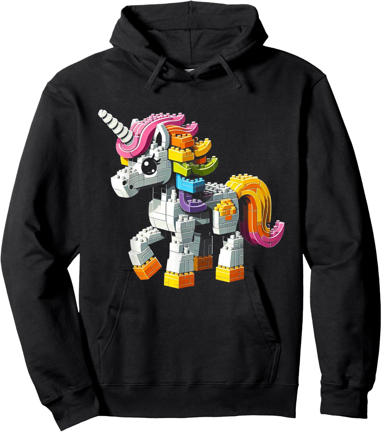 Block Building Unicorn Lover Master Builder Bricks Hoodie - Hoodie | Black