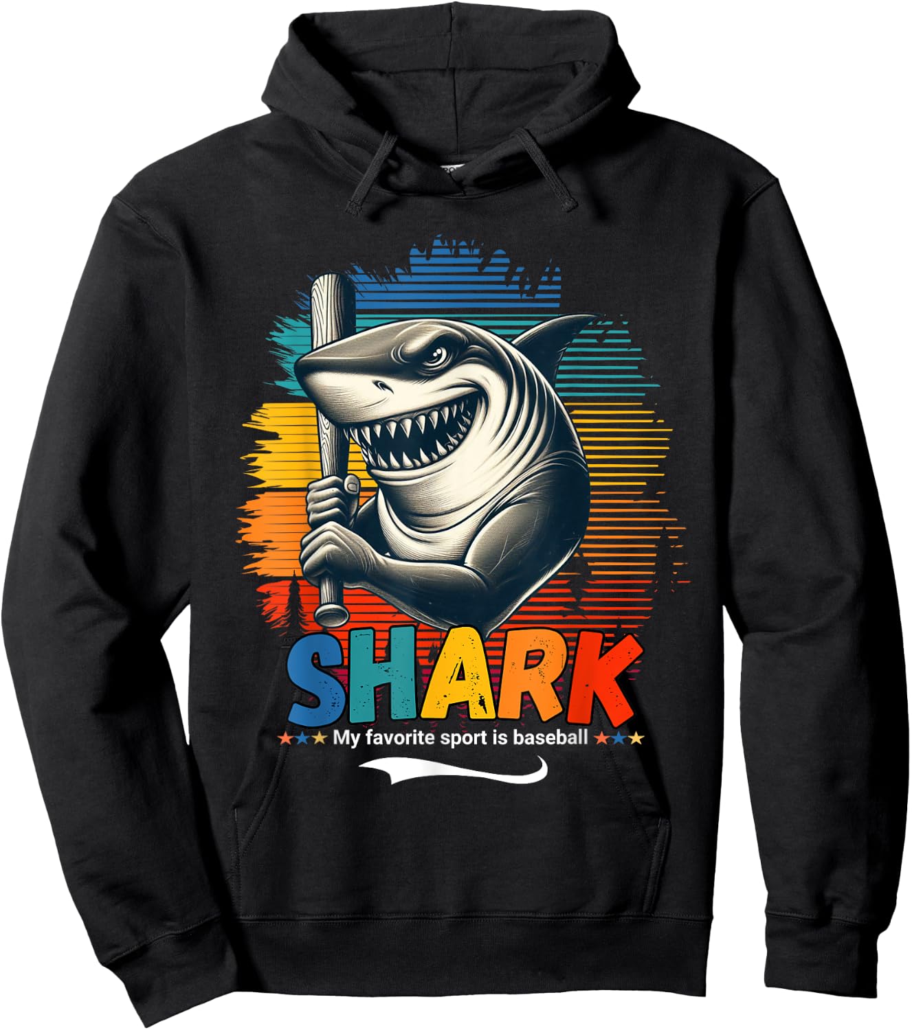 Funny Shark Baseball Player Animal Lover Design Hoodie - Hoodie | Black