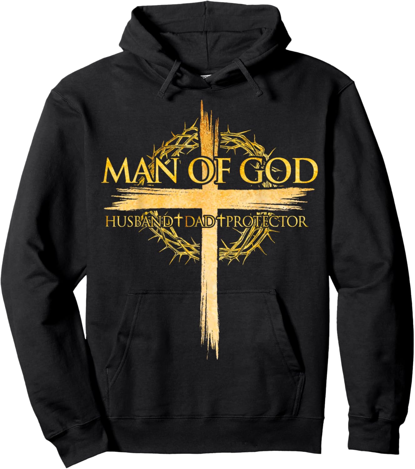 Man Of God Jesus Husband Dad Protector Cross Father's Day Hoodie - Hoodie | Black