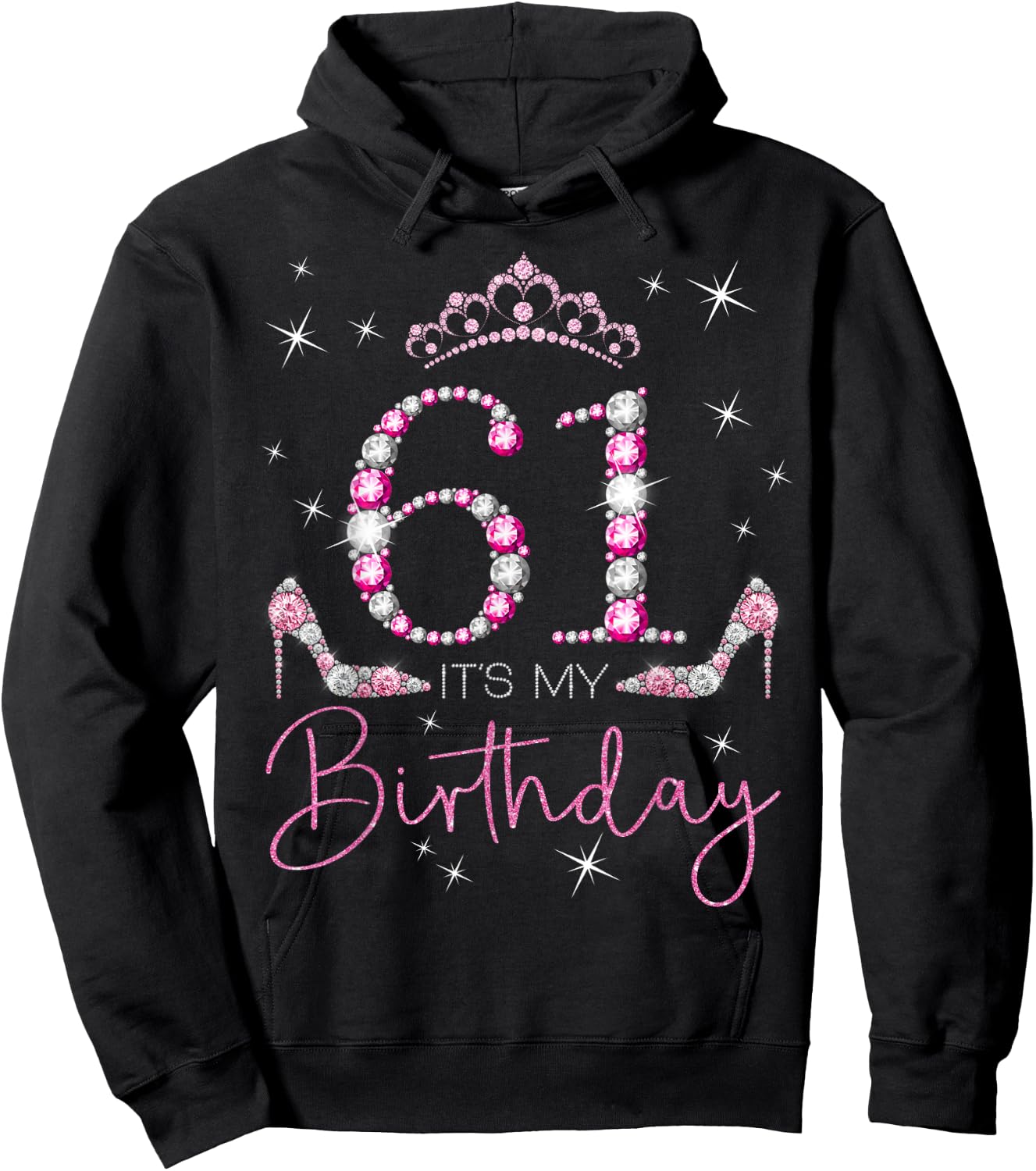 61 It's My Birthday 61 Years Old 61st Bday Party Queen Hoodie - Hoodie | Black
