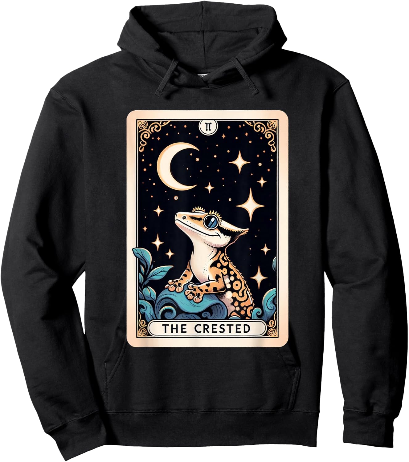 Crested Gecko Tarot Card Moon Men Women Kids Reptile Lover Hoodie - Hoodie | Black