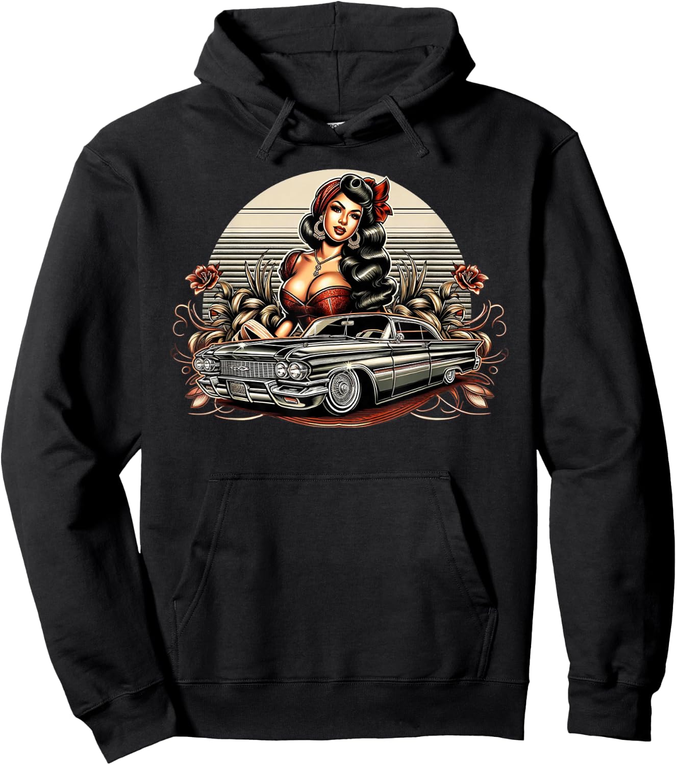 Mexican Street Culture Lowrider Beautiful Latina Chola Model Hoodie - Hoodie | Black