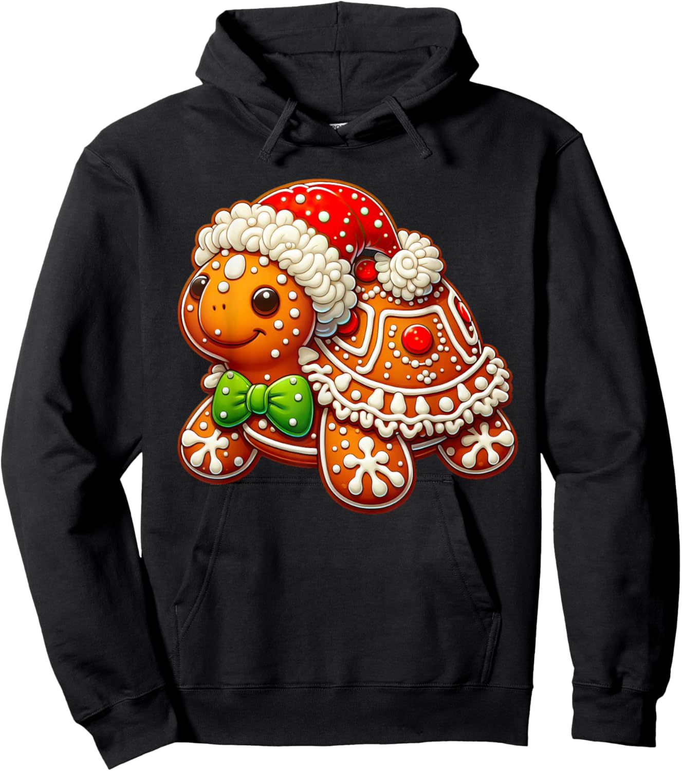 Cute Turtle Lovers Christmas Outfits Boy Girl Funny Gingerbread Man Turtle Christmas Kids Hoodie - Hoodie | Black