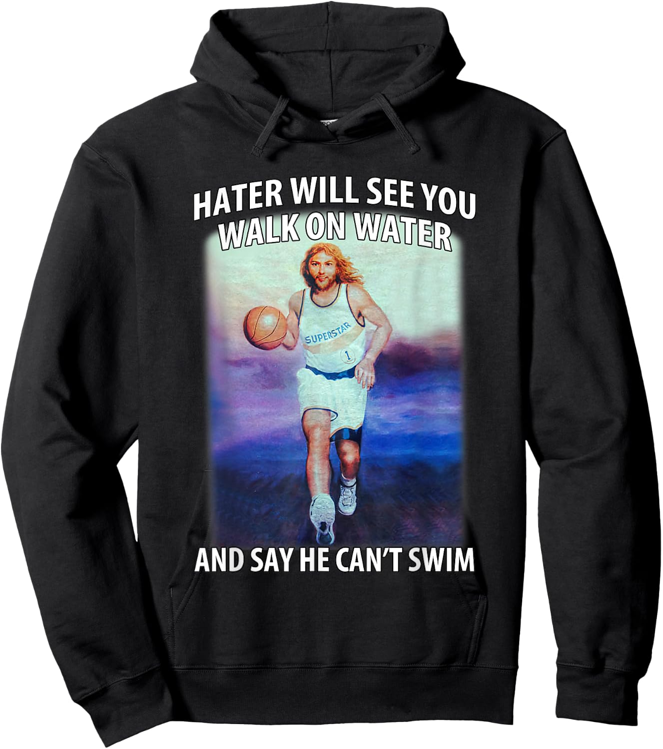Retro Haters Will See You Walk Jesus On The Water Motivation Hoodie - Hoodie | Black