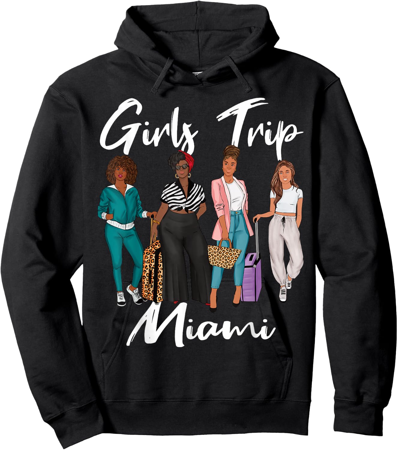 Girls Trip Miami For Melanin Afro Black Vacation Women Hoodie - Hoodie | Black