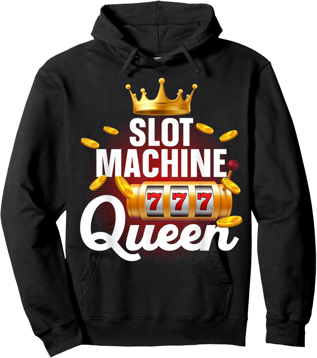 Cool Slot Machine Queen Art Girls Casino Gambling Hoodie - Hoodie | Black