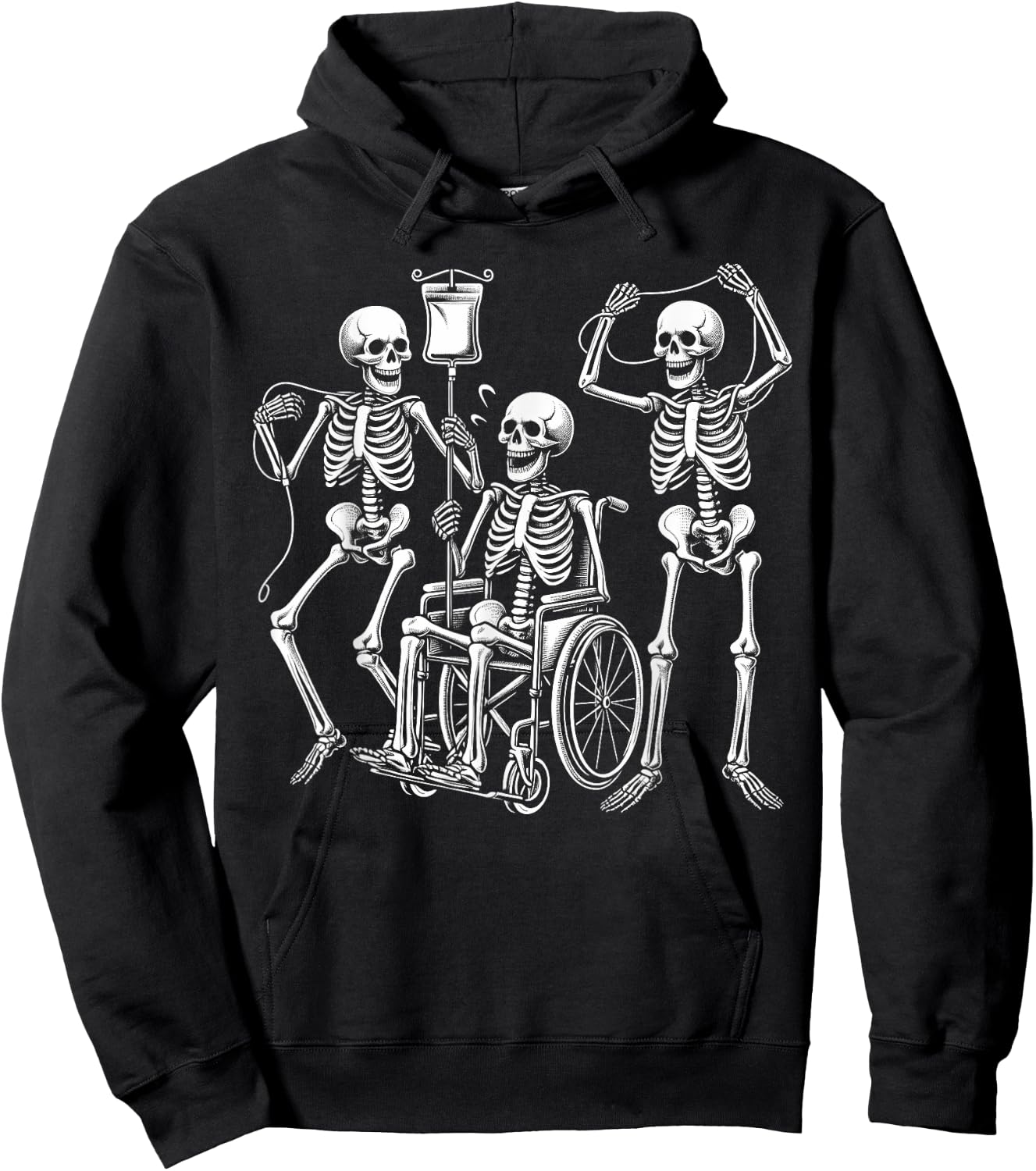 Nurse Skeletons Funny Halloween Hospital Healthcare Crew Hoodie - Hoodie | Black