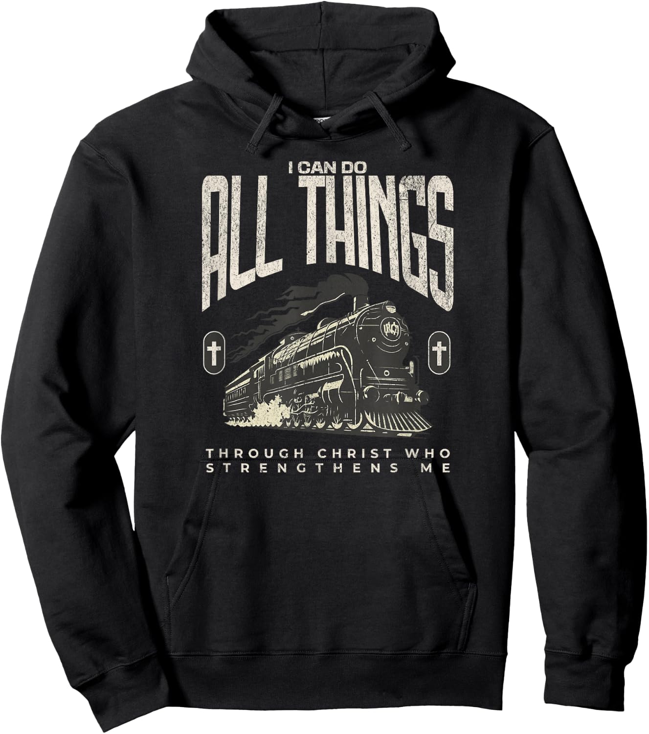 Steam Train Engine Locomotive Christian Jesus Faith Based Hoodie - Hoodie | Black