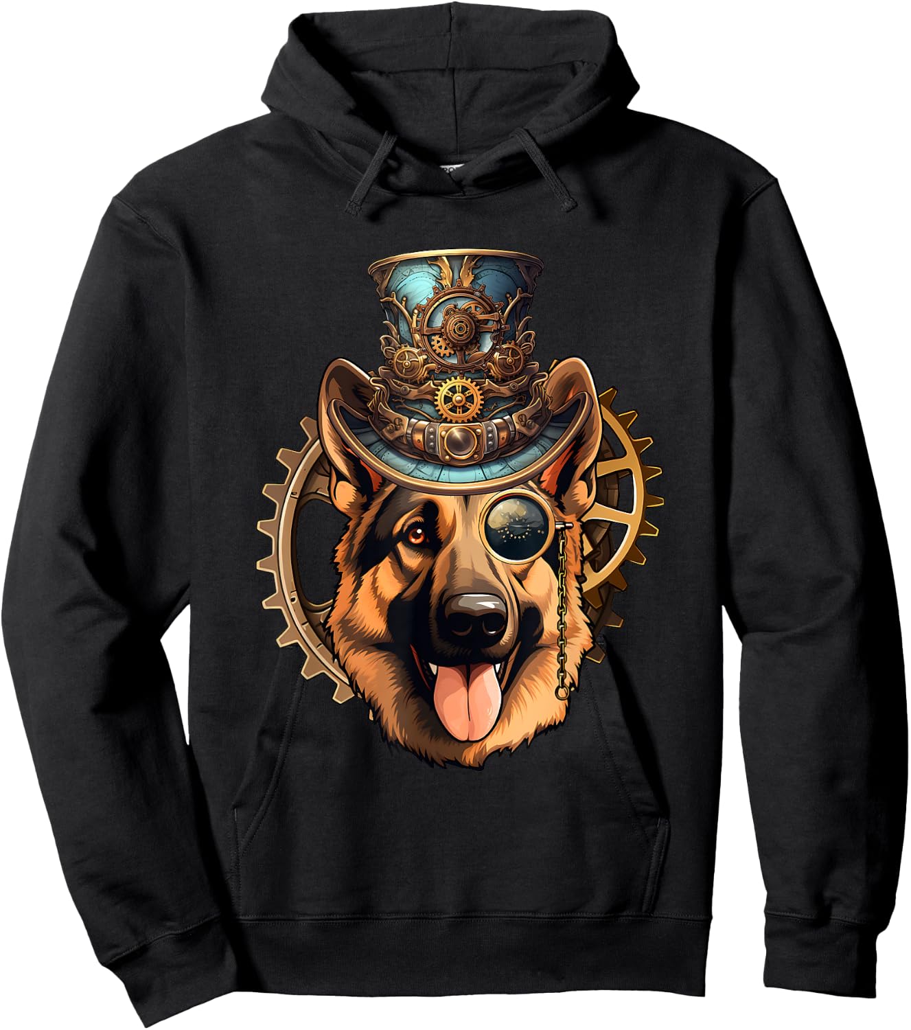 Victorian Steampunk German Shepherd Hoodie - Hoodie | Black