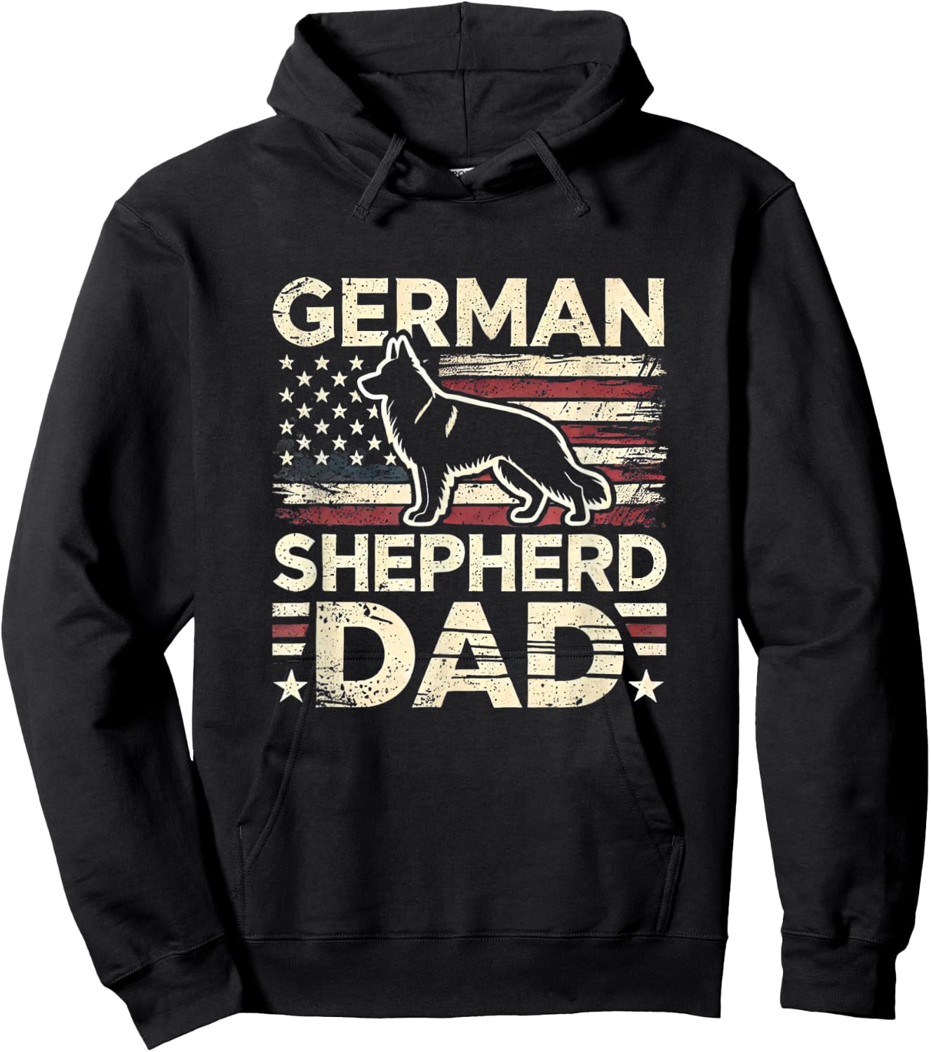 German Shepherd Dad Shirt American Flag German Shepherds Hoodie - Hoodie | Black