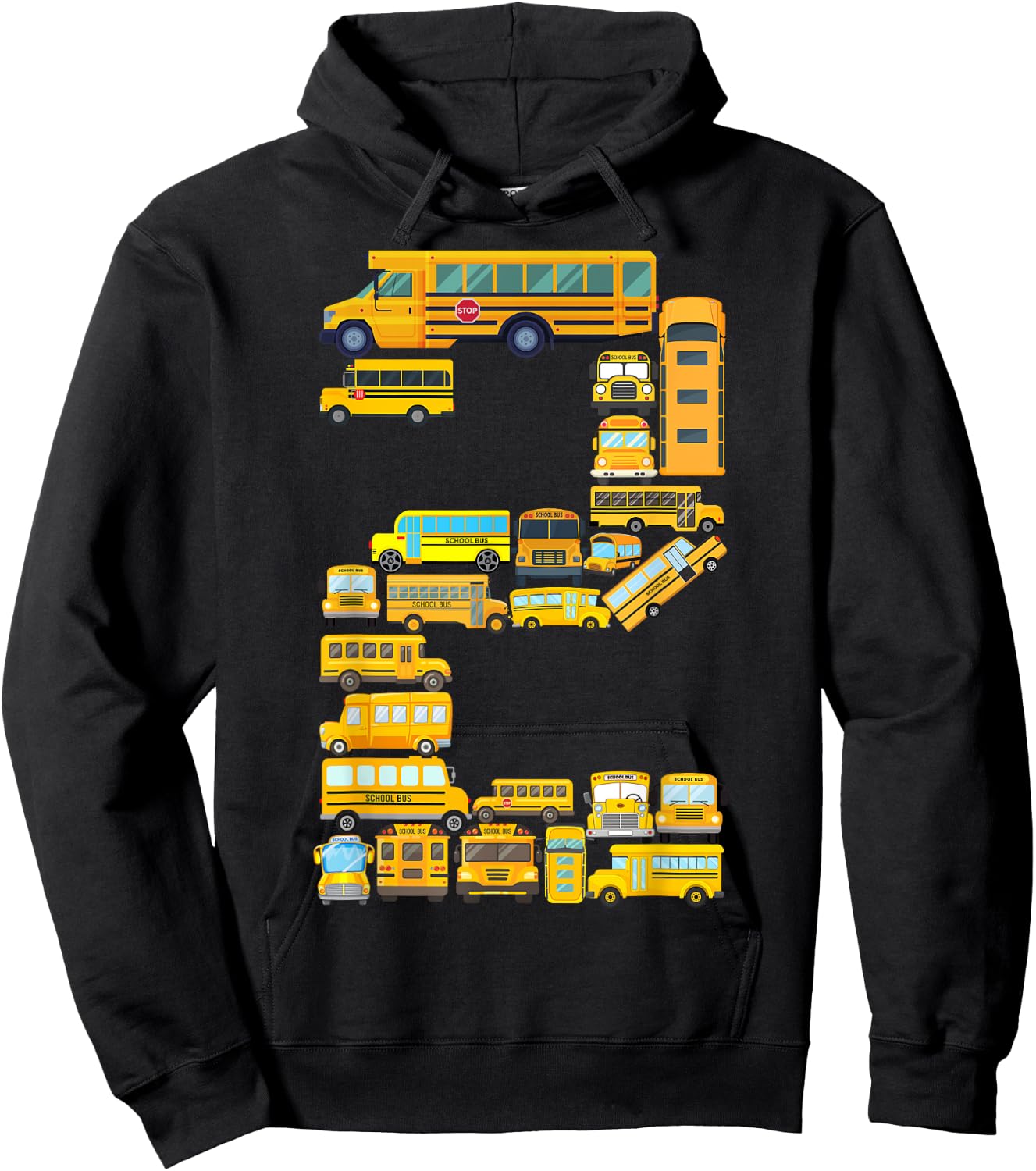 Toddler 2nd Birthday School Bus Themed 2 Year Old Boys Kids Hoodie - Hoodie | Black