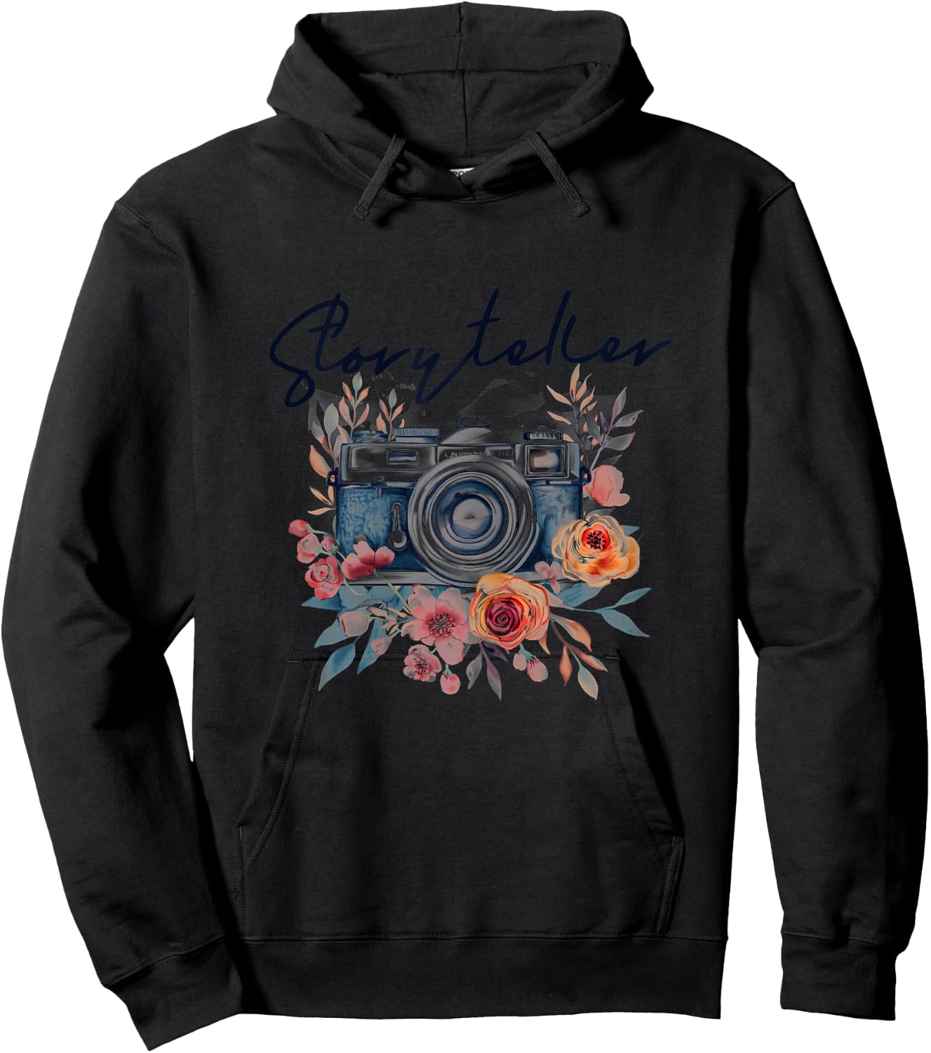 Photographer Storyteller Vintage Camera Flowers Photography Hoodie - Hoodie | Black