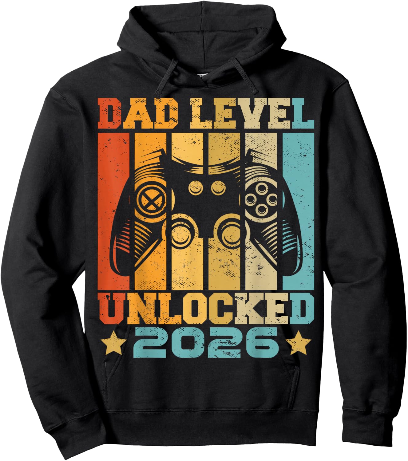 Dad Level Unlocked 2026 Baby Announcement Daddy Gaming Hoodie - Hoodie | Black