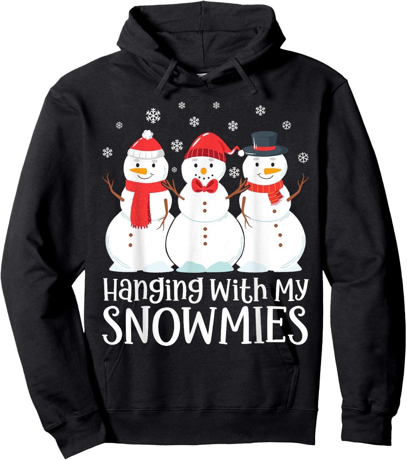 Hanging With My Snowmies Family Matching Christmas Snowman Hoodie - Hoodie | Black
