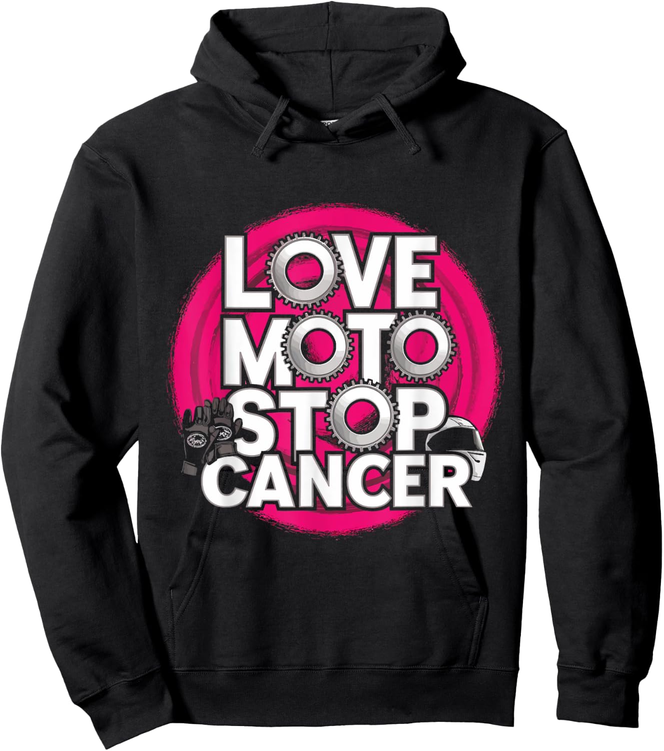 Love Moto Stop Cancer Design Hoodie - Hoodie | Black